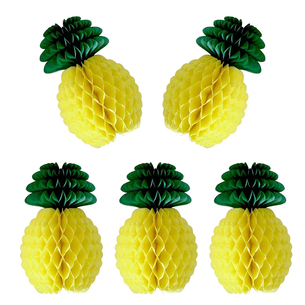 

5Pcs Honeycomb Pineapple Decor 20Cm Reusable Party Favors for Shower Birthday Celebration