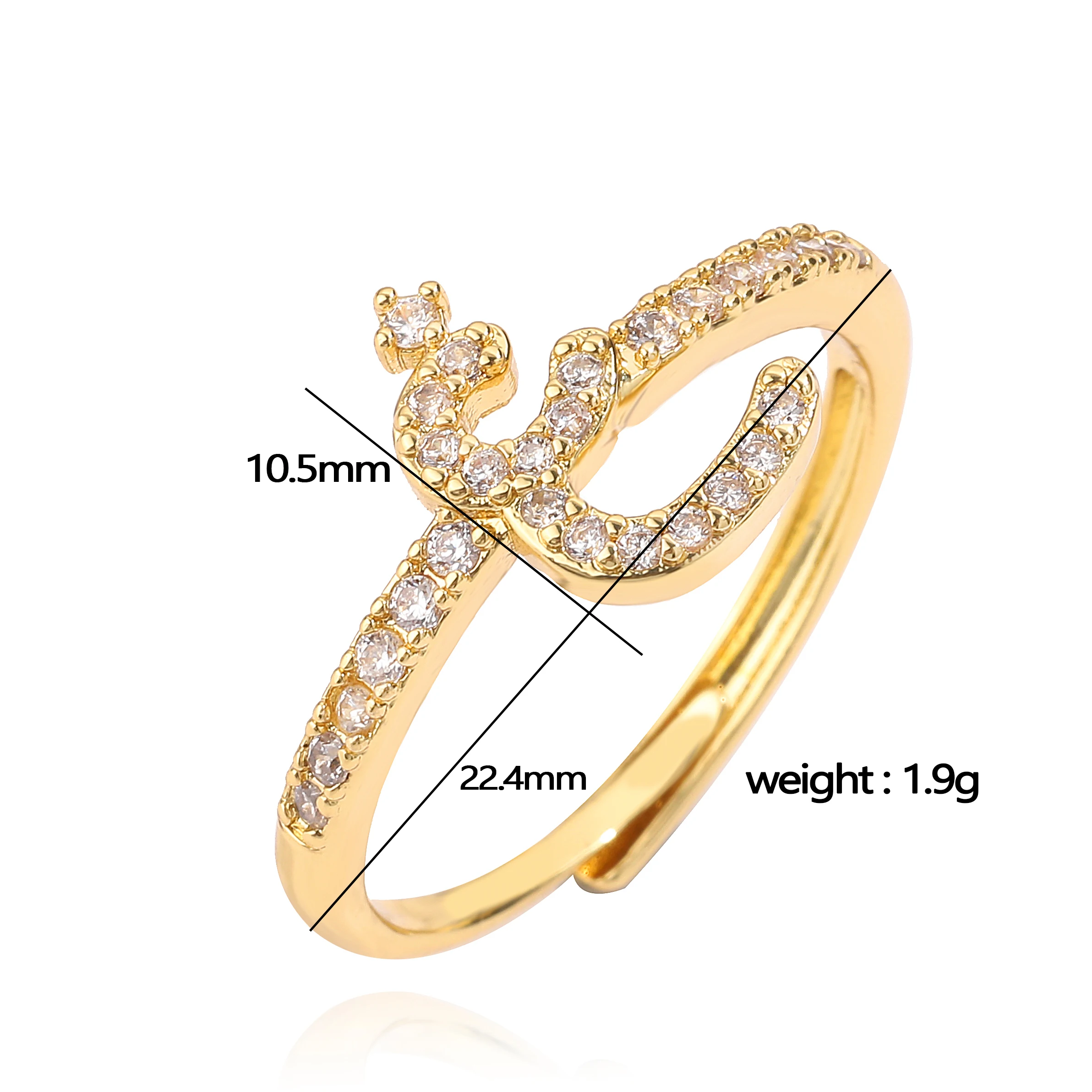 New Design Women's Fashion Ring Simple Zircon Arabic Letters Glass Square Design Ring Arabian Style Party Jewelry
