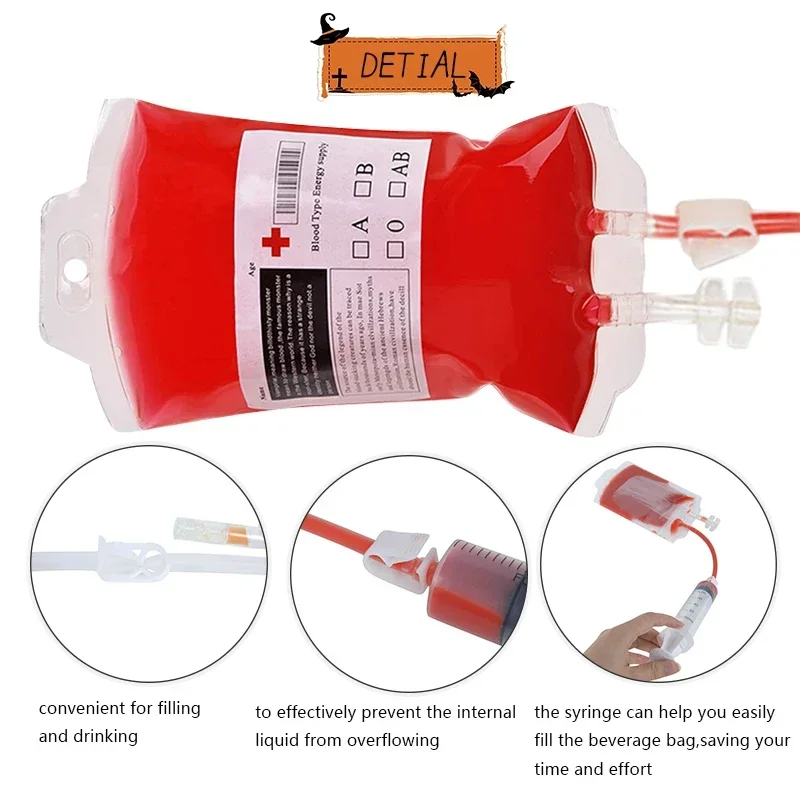 Halloween Wampir Blood Bags Juice Drinking Energy Pack Cosplay Vampire Horror Props Halloween Party Decoration 2024 Supplies