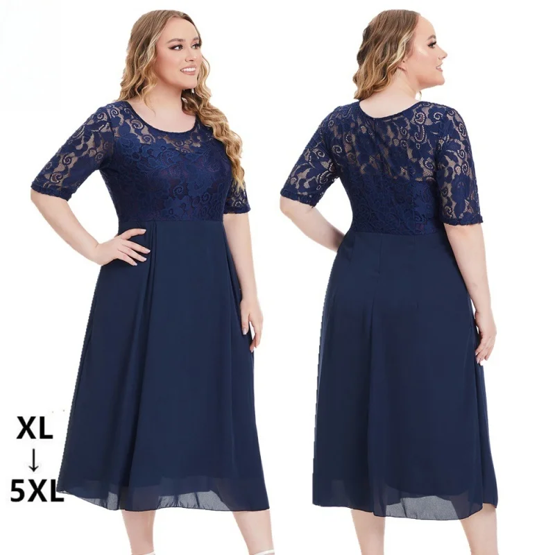 

2024 European and American plus Size Women's Clothes New Lace Bridesmaid Dress