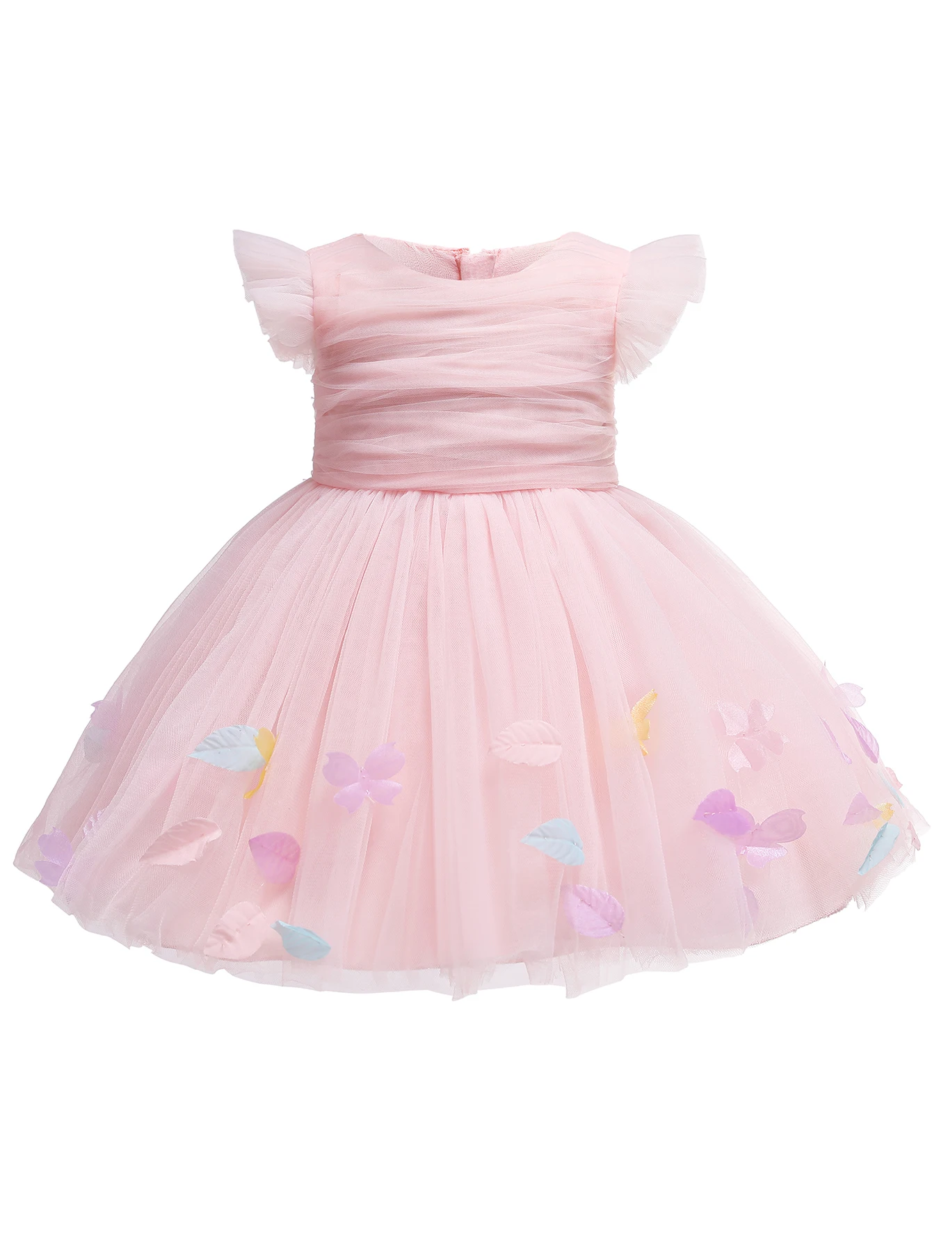 Baby Girls Baptism Christening Infant Pageant Dress Pink Bridesmaid Dress Kids Birthday Clothes