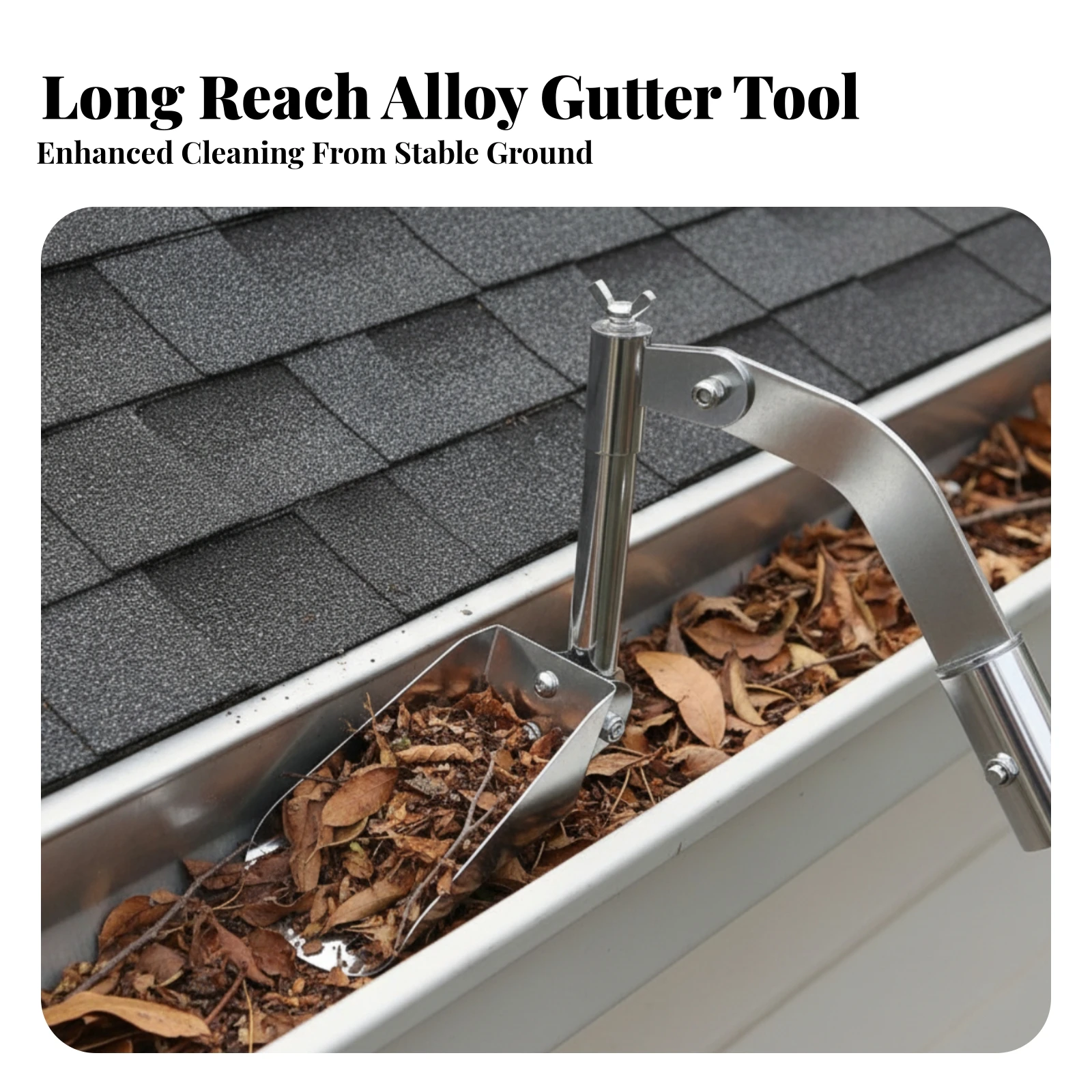 Rain Gutter Cleaning Tool Rustproof Gutter Cleaning Tool Heavy-Duty Reinforced for Homeowners, Roof Gutters, Outdoor Cleanup