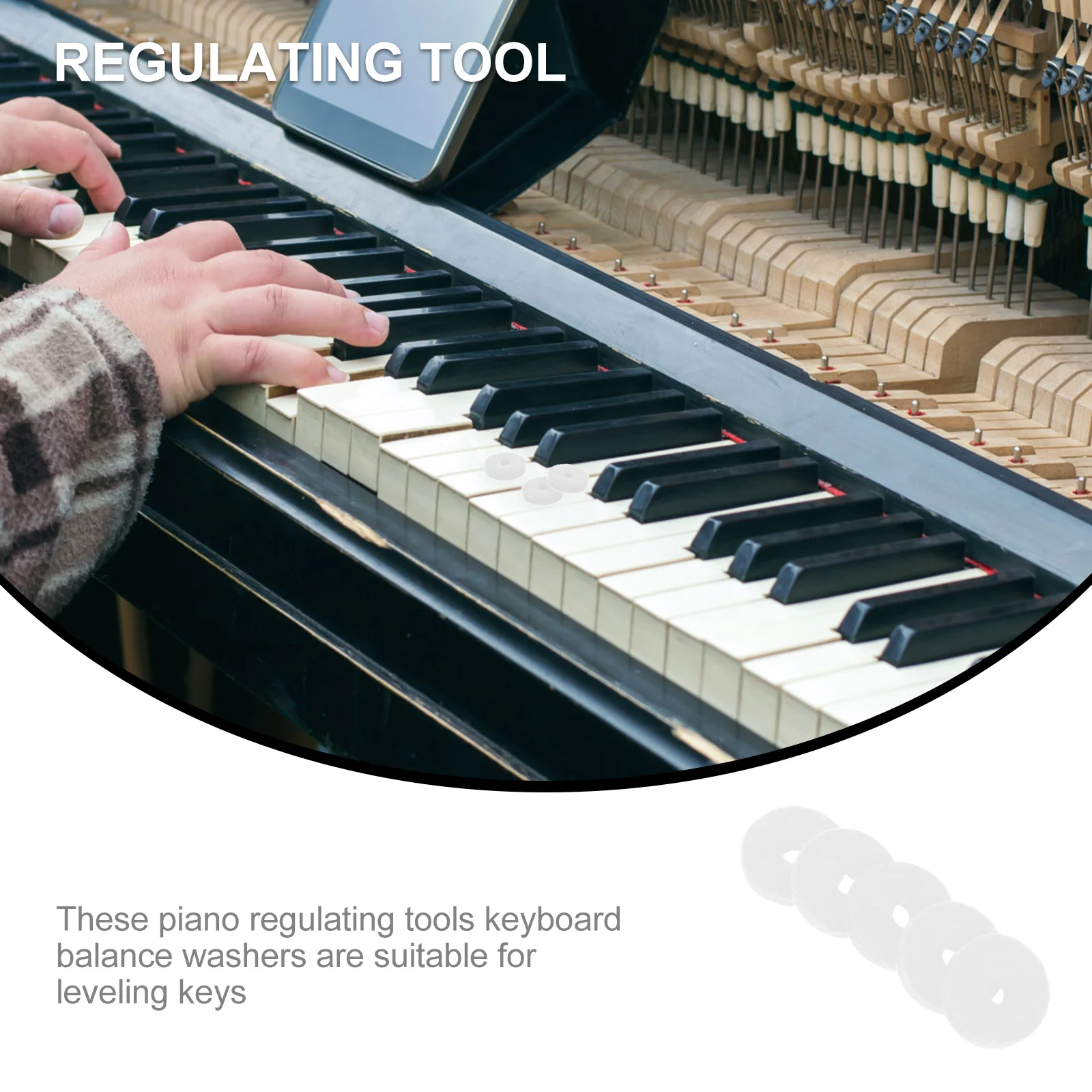 

90Pcs Piano Keyboard Washers Soft Wool Cushions for Key Leveling Piano Repair Accessories Regulating Tool Clutch Wool Drum Set