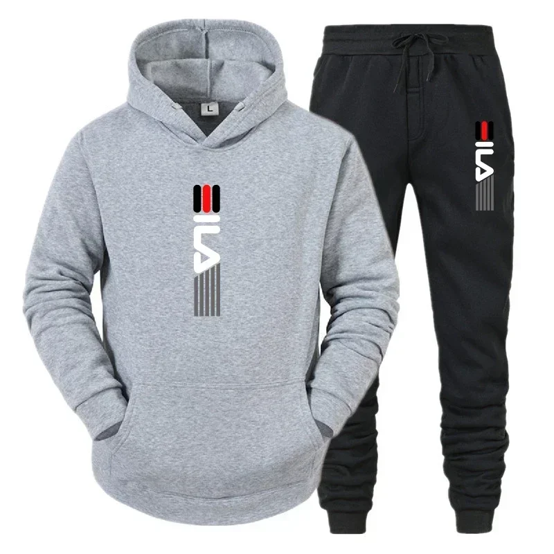 

2024 Men's Spring and Autumn casual hooded sweatshirt + sweatpants 2-piece stylish high quality fitness jogging suit