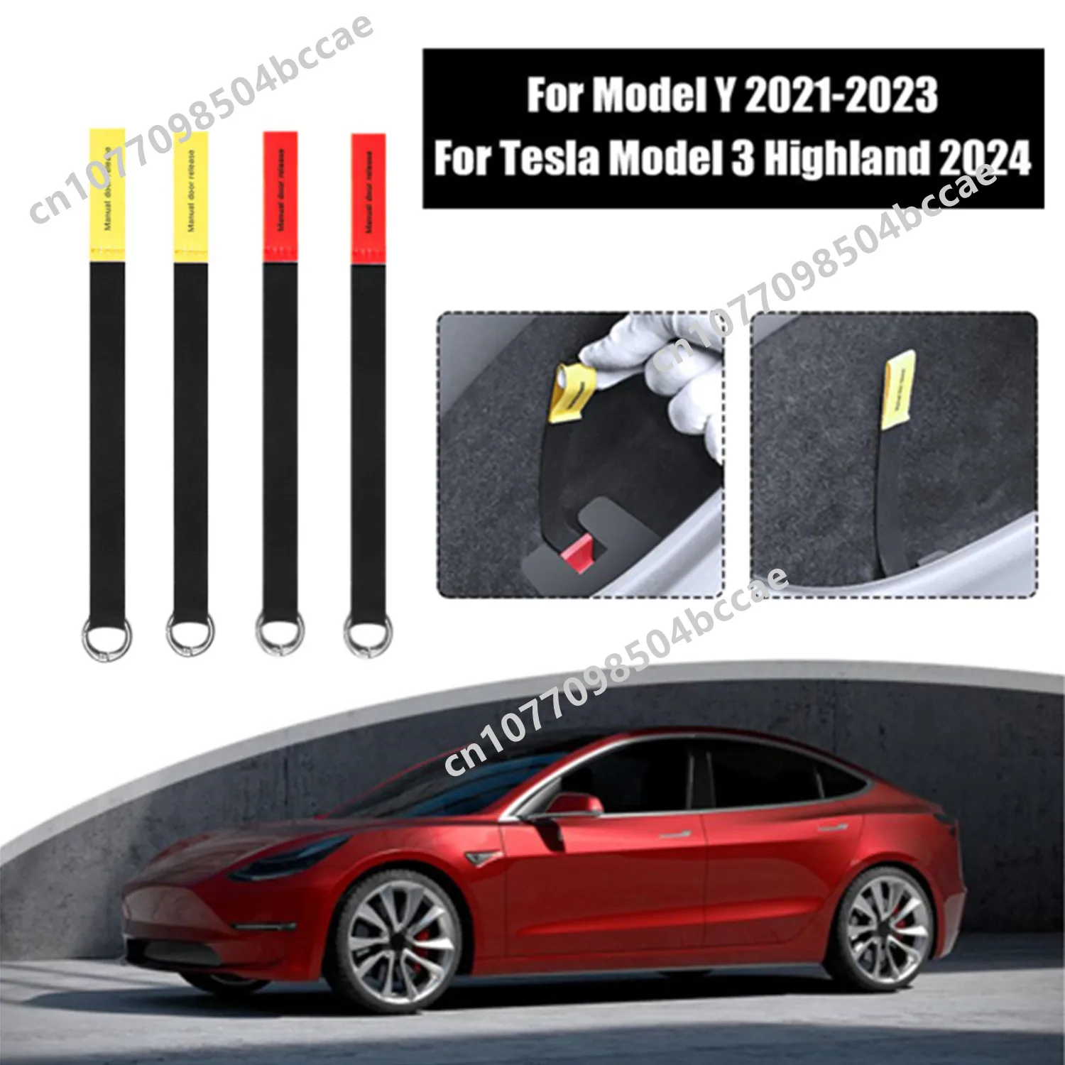 Manija de emergencia para puerta de coche Tesla Model Y/3, liberador de puerta Manual extendido, cuerda de tracción de seguridad de emergencia, extractor de emergencia a tope