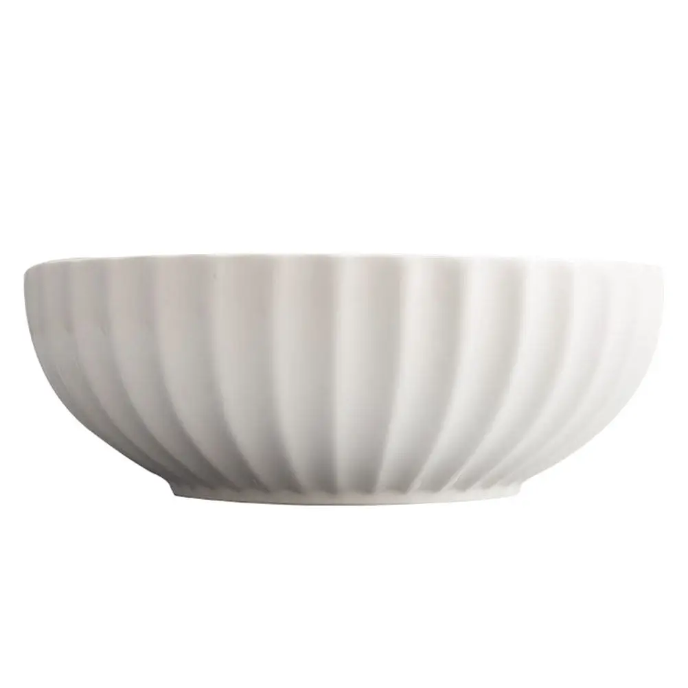 Ceramic Pumpkin Soup Bowl Thick Wall White Serving Basin Multipurpose Kitchen Dough Mixing Container