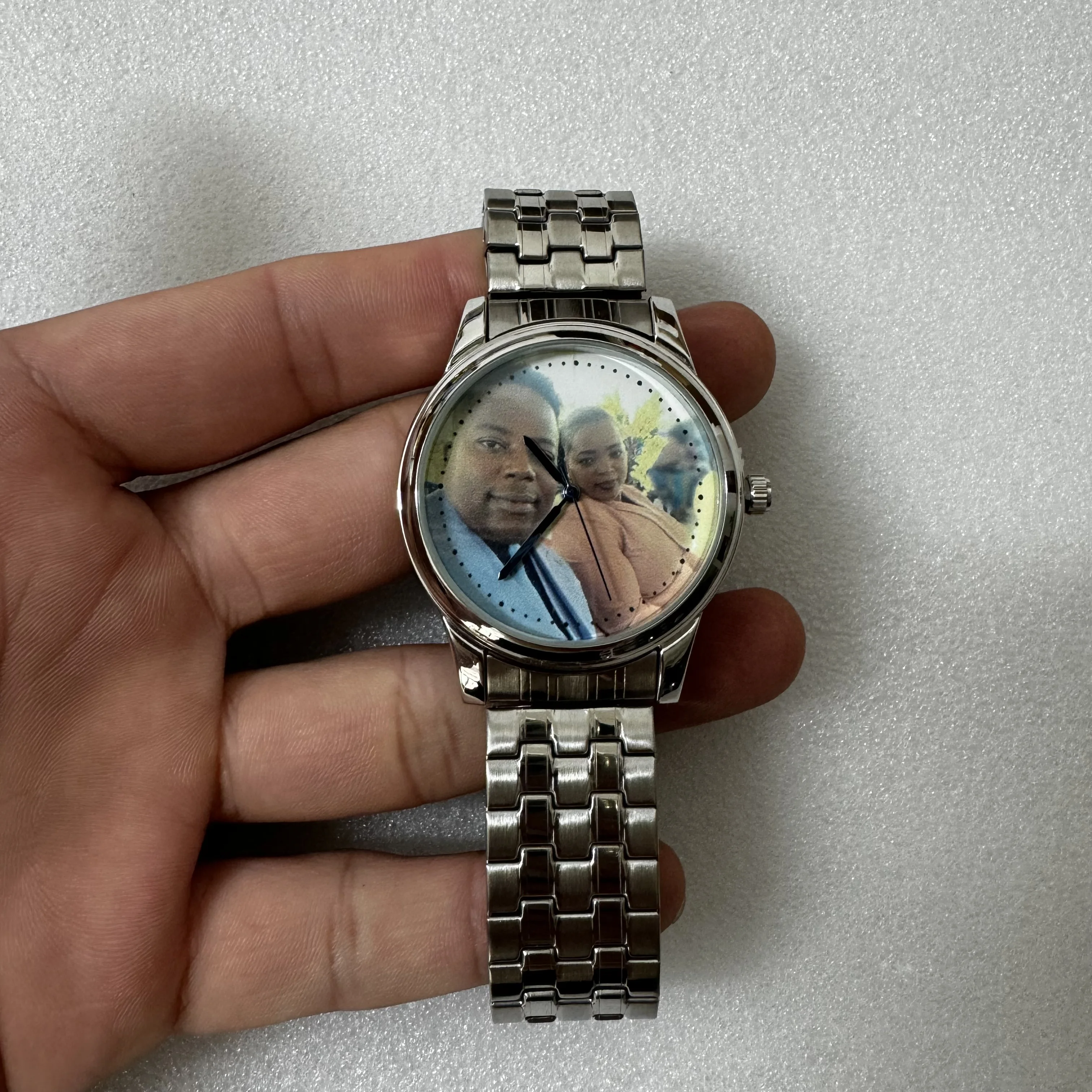 Custom Design Watches Stainless Steel Own Photo Printing Men Women Picture Customized  Watch Gift