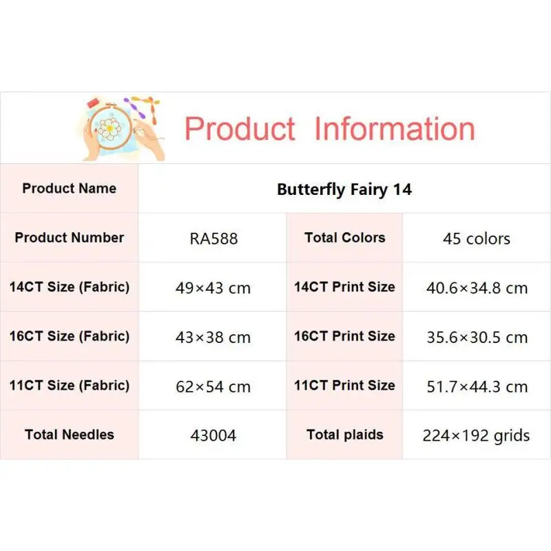 Wróżka motyla wzór postaci ścieg krzyżykowy 14CT biały 16CT 11CT tkanina z nadrukiem zestaw do robótek ręcznych DIY haft wystrój domu rzemiosło