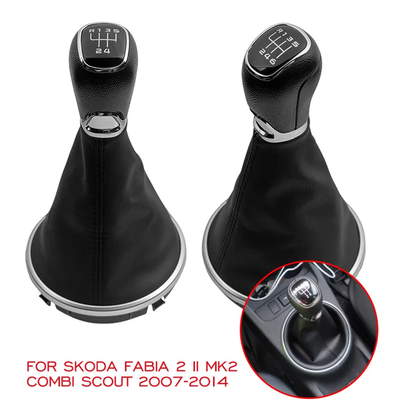 Dla Skoda Fabia 2 II MK2/pasażerskie minibusy Scout 2007 2008 2009 2010 2011 2012 2013 2014 5/6 gałka skrzyni biegów uchwyt dźwigni zmiany biegów osłona buta