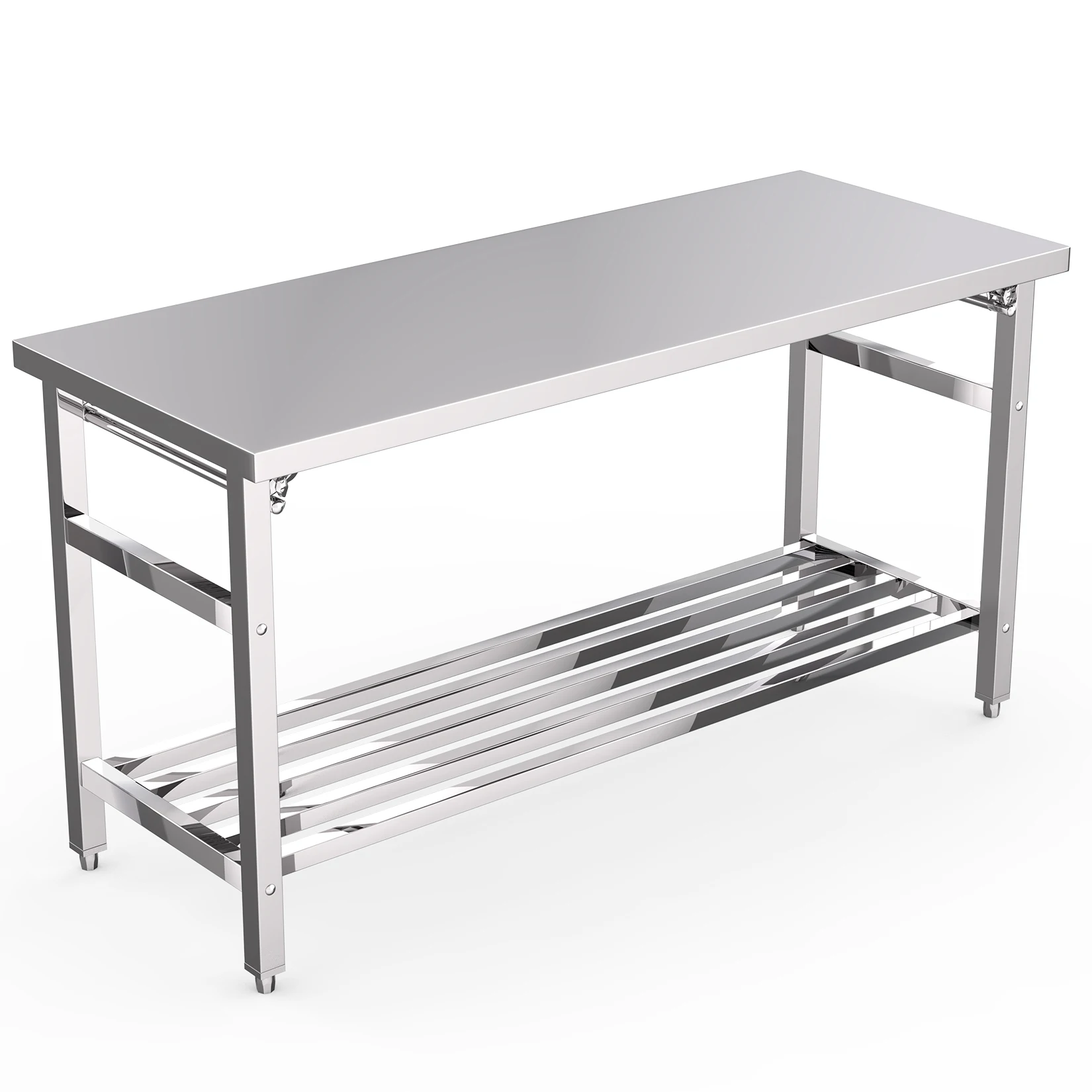 60 x 24 Inch Stainless Steel Prep Table,Commercial Worktables & Workstations with Adjustable Undershelf for Restaurant Kitchen