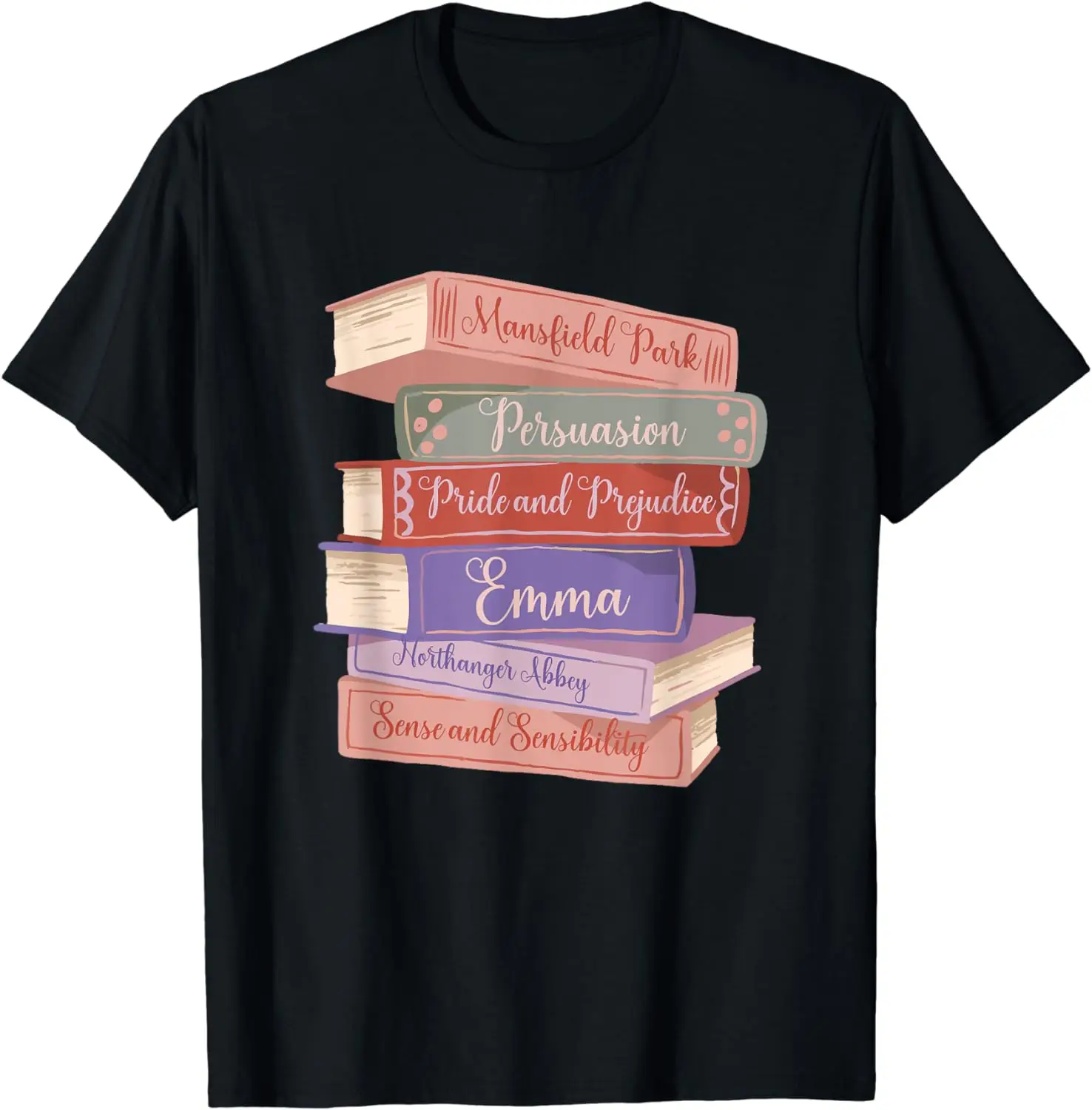 Literacy Austen Novels Romance Books Literary Jane Austen T-Shirt Short Sleeve Tshirt Streetwear