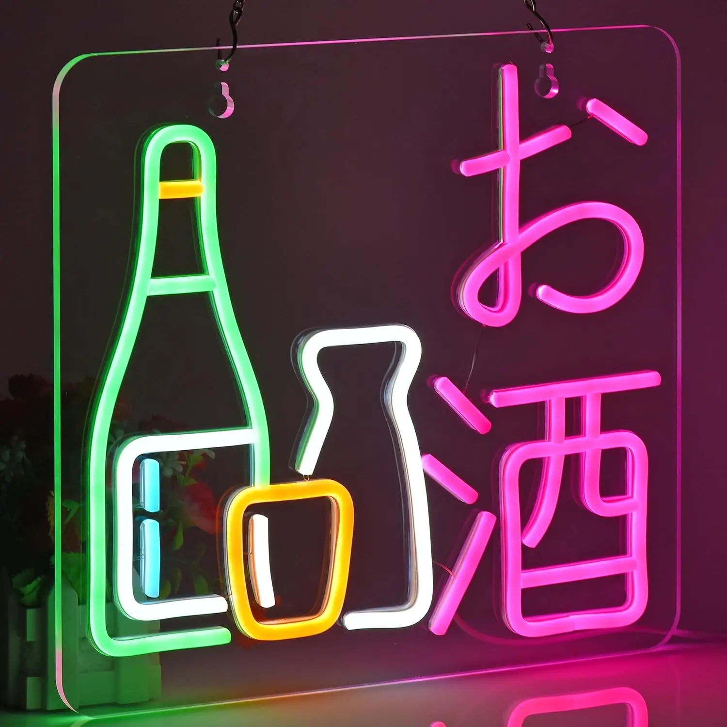 Sake Bar Neon Sign Japanese Sake LED Neon Light USB Powered Dimmable for Izakaya Restaurant Club Bar Tavern Wall Decor Gift