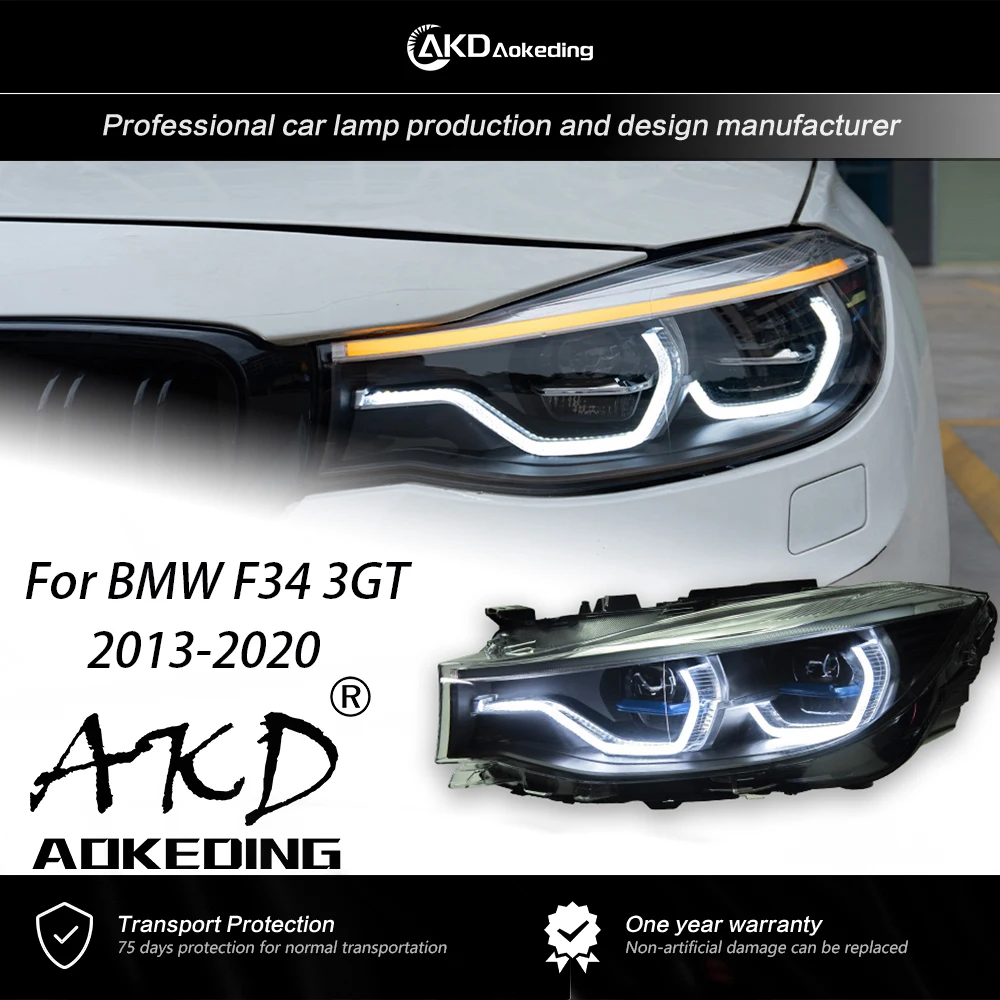 

Фары AKD для BMW F34 3GT, фары DRL 2013-2020, автомобильные фары H7, фотолампы в сборе, обновленные динамические сигнальные аксессуары