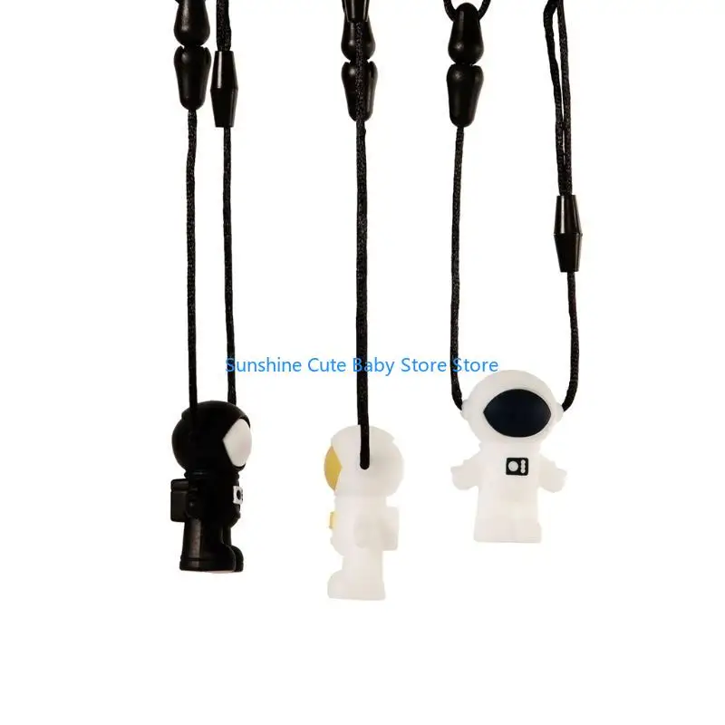 C5AF الطفل سيليكون رائد الفضاء عضاضة التوحد الحسية مضغ قلادة طفل التسنين لعبة مهدئة الرضع مهديء