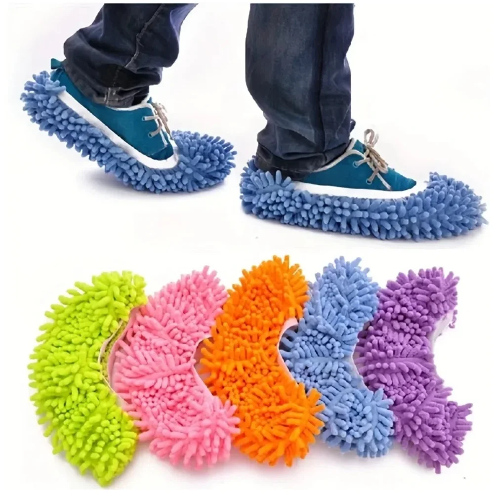 1 Pcs Mop Slippers Washable Reusable Microfiber Foot Socks Floor Cleaning Lazy Shoe Covers Dust Hair Cleaner