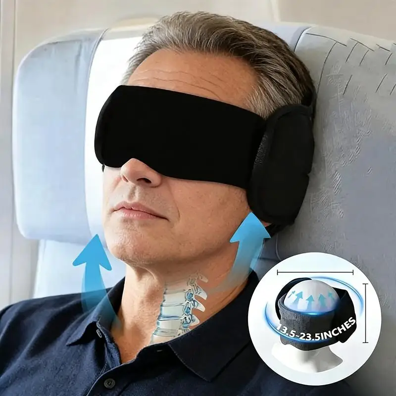 1 Set Reisekissen Weiches Verstellbares 3D-Konturiertes Flugzeug-Schlafkissen mit Verdunkelung und Null-Augendruck-Schlafmaske – Detail 5