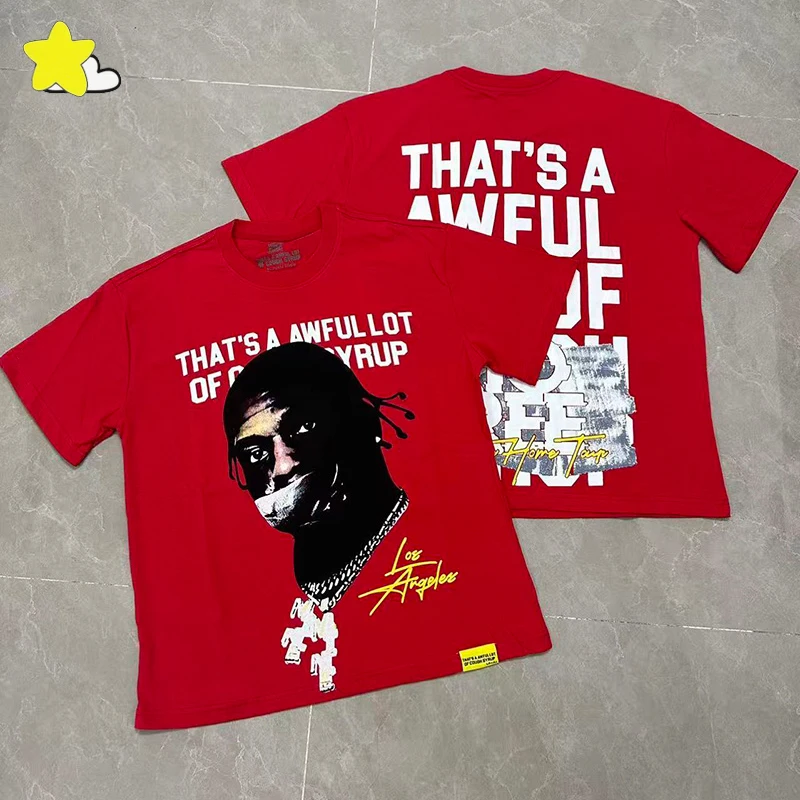 

High Quality Cotton THAT'S A AWFUL LOT OF COUGH SYRUP T-Shirt Tee Men Women Unisex Character Pattern Print Red Black T Shirt