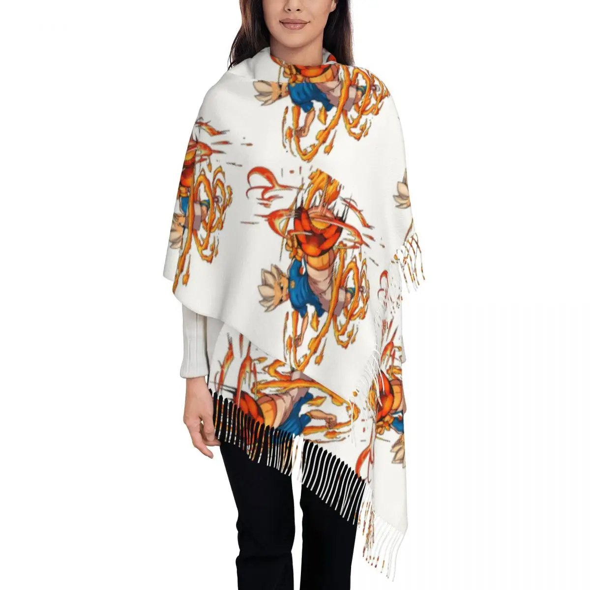 

Axel Blaze Firestorm Inazuma Eleven Scarf Tassel Scarves for Women Soft Warm Shawls and Wraps Long Fall Winter Shawl Wrap