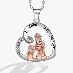KOFSAC Romantic Moms and Children Two Color Necklace For Women Mother Gift 925 Silver Jewelry I Love You Forever Necklaces