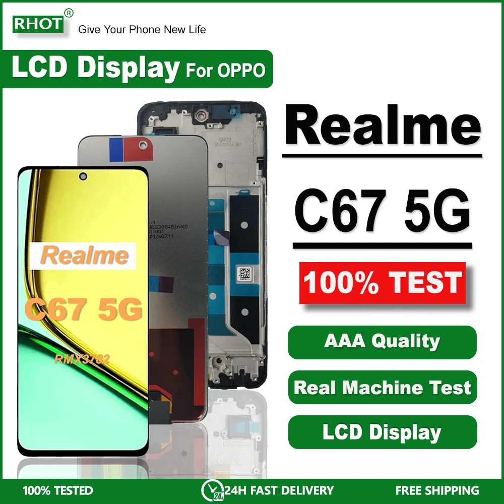 

6.72" LCD For OPPO Realme C67 5G LCD Display Screen Touch Digitizer Assembly Repair Parts For Realme C67 5G LCD RMX3782 Display