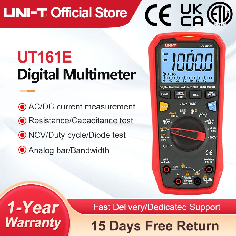 UNI-T Professional Multimeter Digital UT161E UT161D UT161B 1000V DC AC Voltmeter Capacitance Tester Analog Bar Multimetro