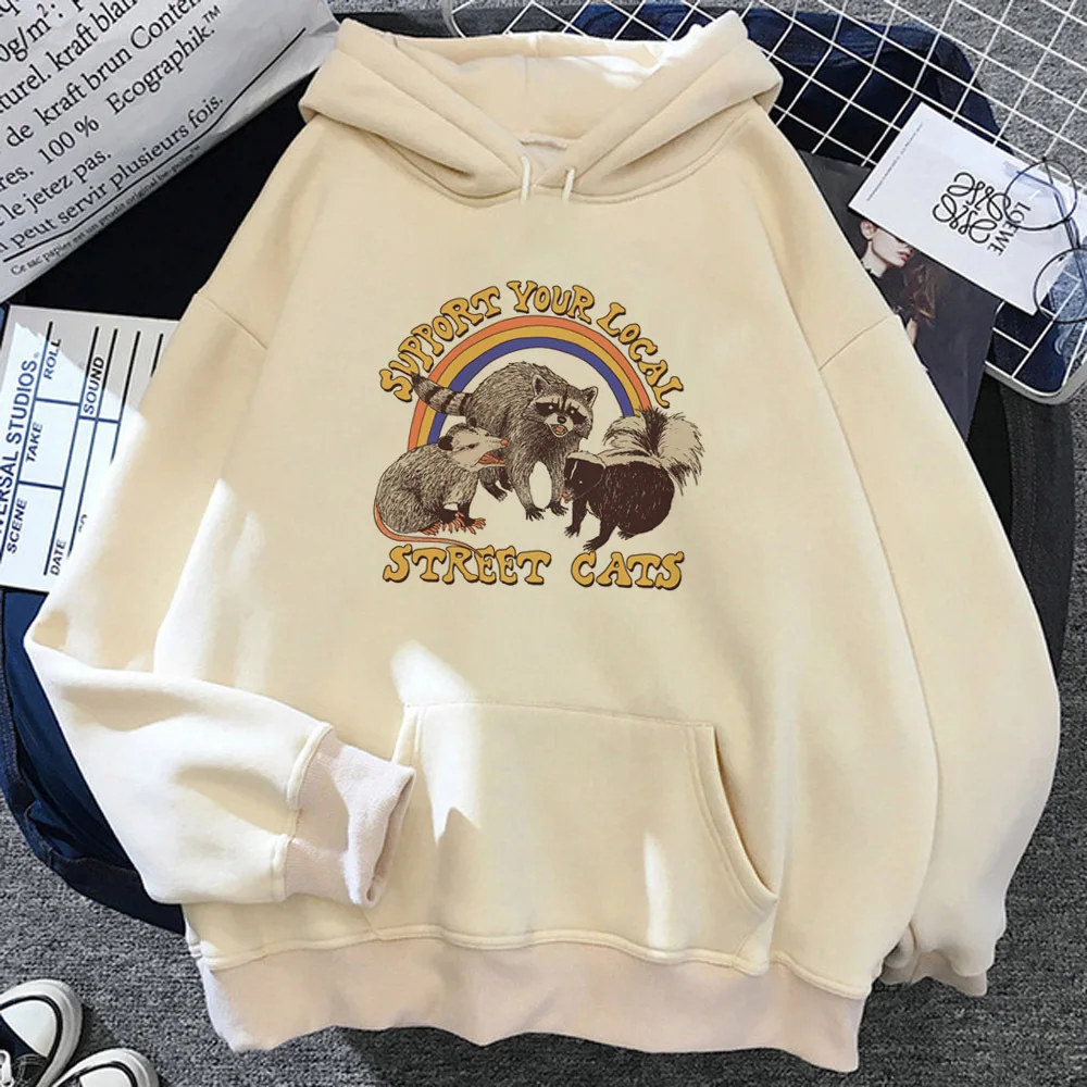 

Raccoon hoodie streetwear soft fabric anime Y2K girl pullover sweatshirts modern style manga elegant harajuku