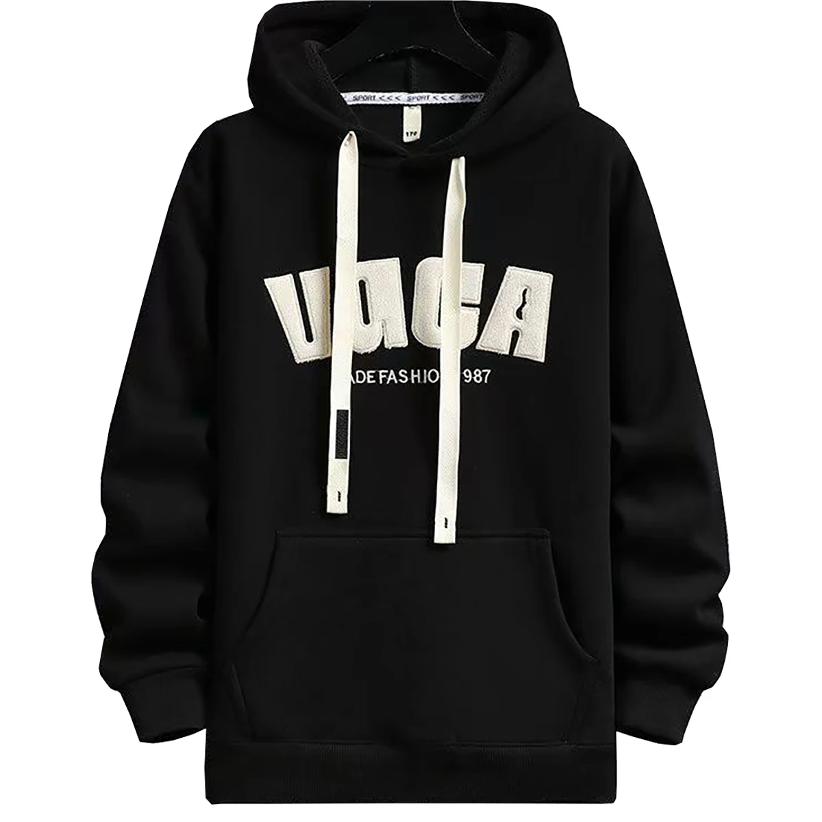 Men's Hoodie With Solid Color Printed Letters Double Layered Thick Hoodie Young People Autumn Winter Student Outfit