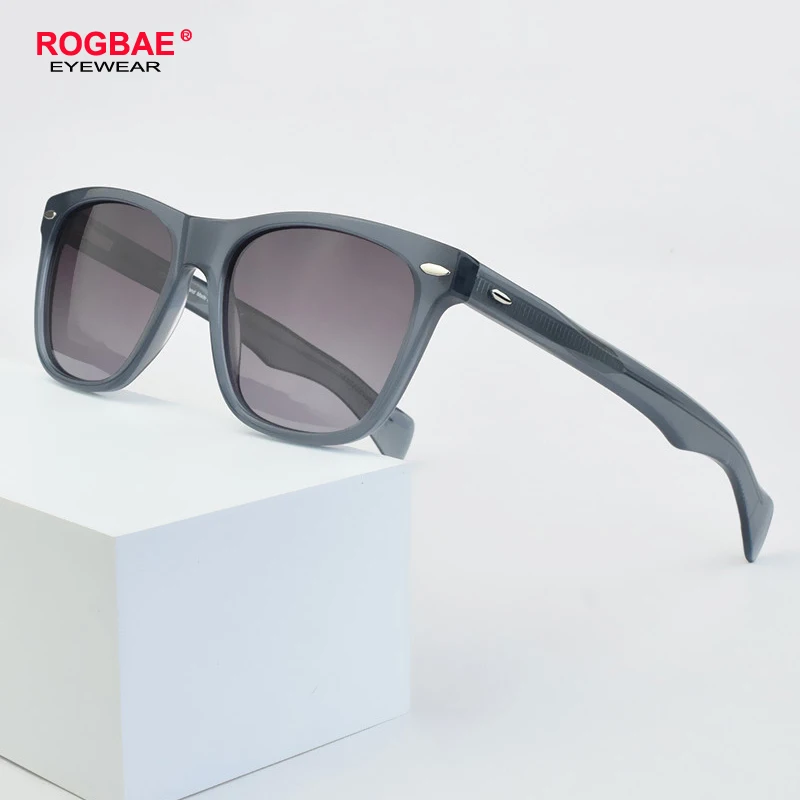 ROGBAE Vintage Acetate polarized Sunglasses Men S8581 High Quality Retro Designer Sun glasses Women Luxury Brand Sunglass UV400