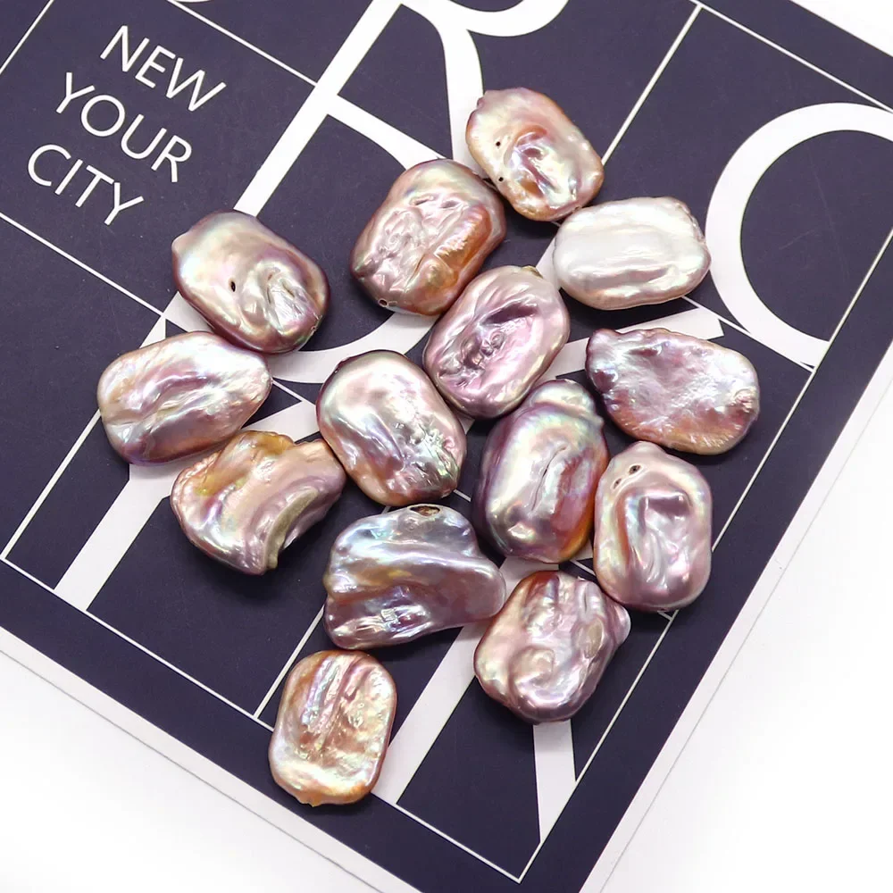 Square-Shaped Fashionable Natural Freshwater Purple Straight-Hole Loose Beads Handmade DIY Necklace Jewelry Accessories Gift