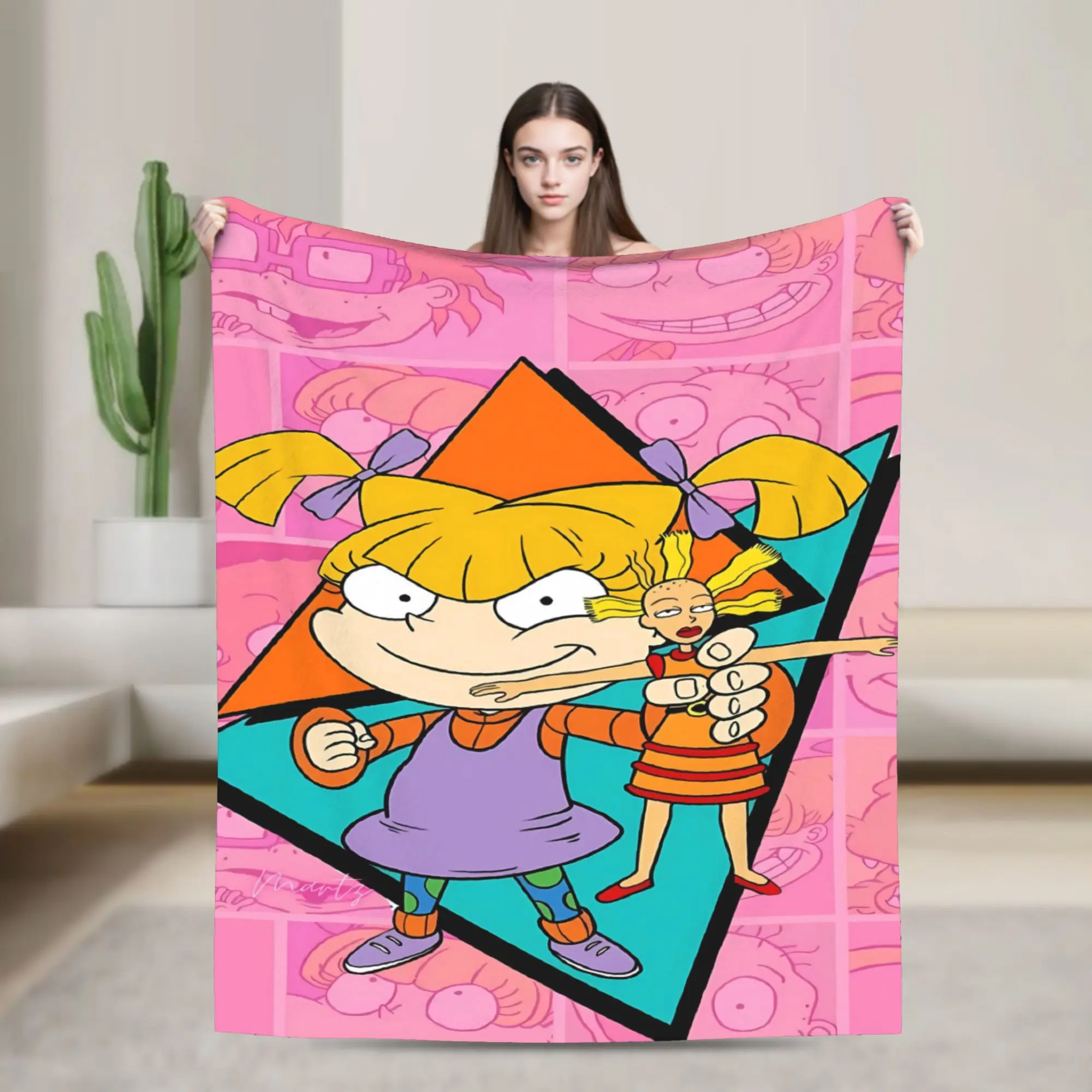 Rugrats 90s Revival Character  Blanket Quality Soft Warm  Throw Blanket Spring Camping Couch Chair Graphic Bedspread