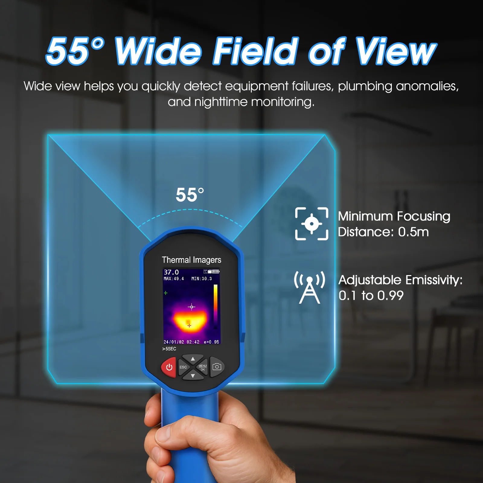 32x32 IR القرار التصوير الحراري بالأشعة تحت الحمراء مع 1024 بكسل 300000 بكسل كاميرا الضوء المرئي 2.4 'رؤية كاملة عالية الدقة #2