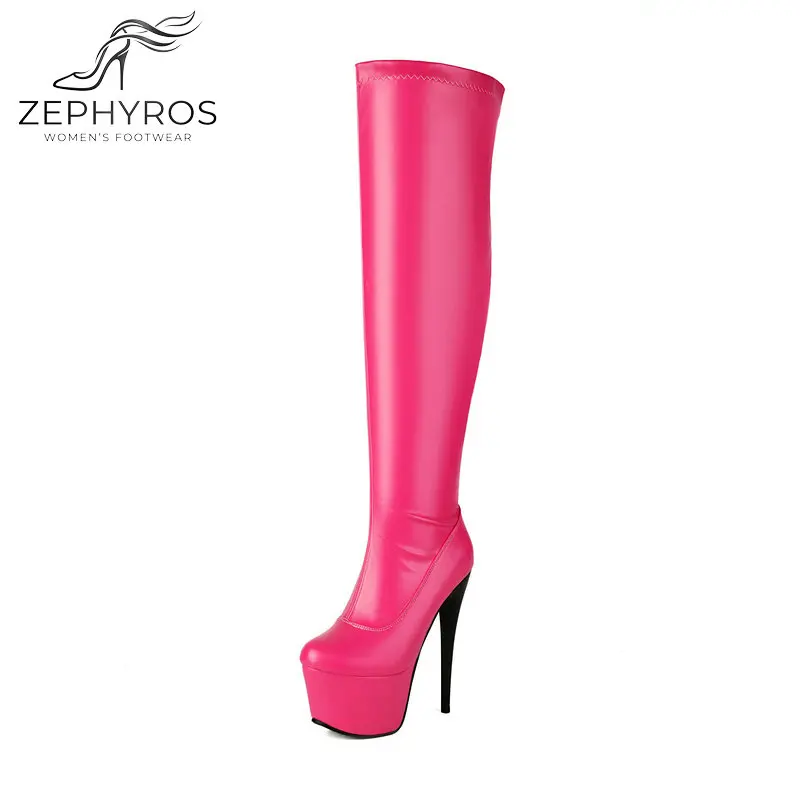 

Сексуальные женские ботфорты на высоком каблуке 15,5 см и платформе 6 см, из мягкой искусственной кожи, с боковой молнией, для вечеринок и выступлений