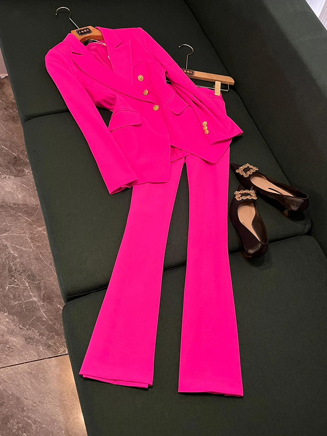 

Ele Autumn Winter Pink Long Sve Suit Jaet Women's Pants ort Skirt Tee Piece Set Sli OK20 Ladies' Ensemble