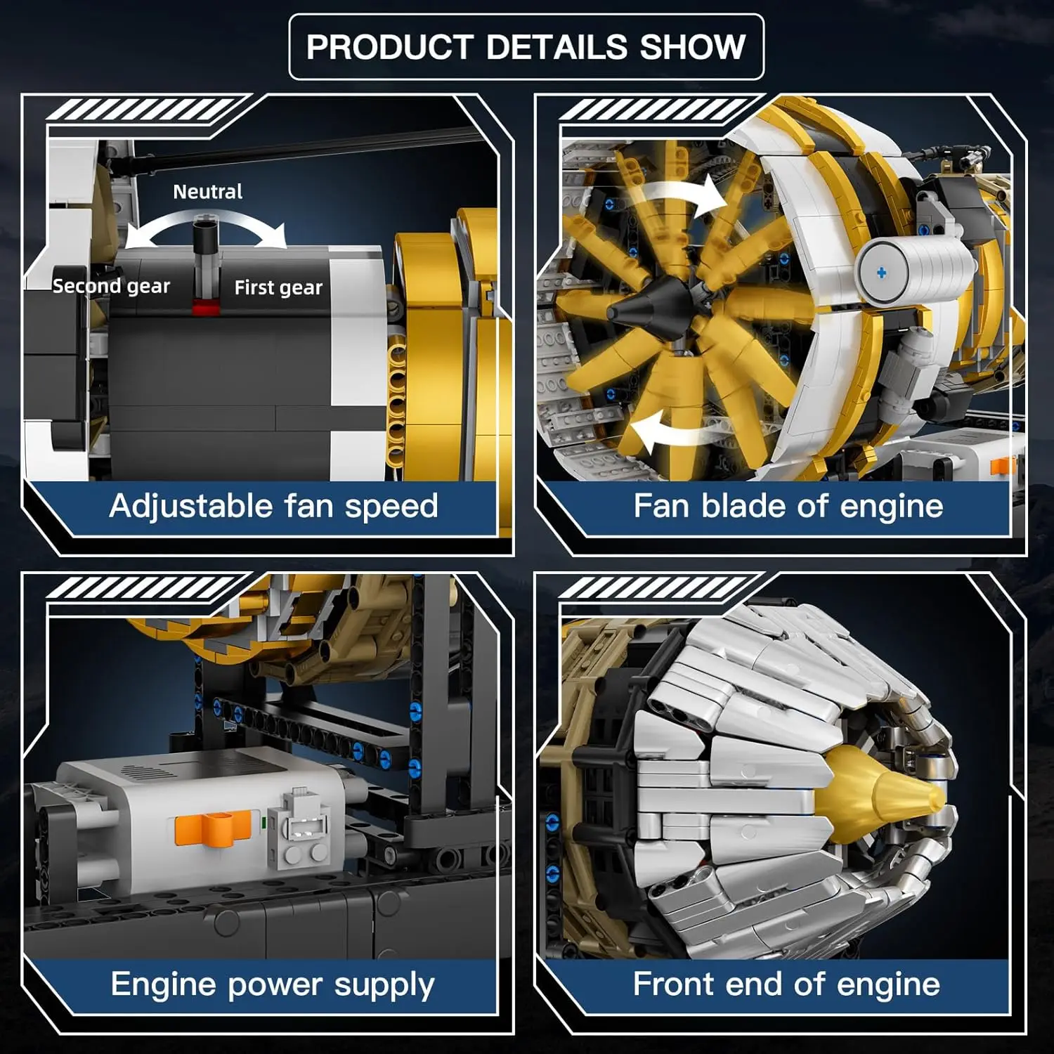 Aircraft Engine Toys Building Sets, Mini Engine Model with Motor, 10141 STEM DIY Project Building Kits, Collectible Birthday Blo
