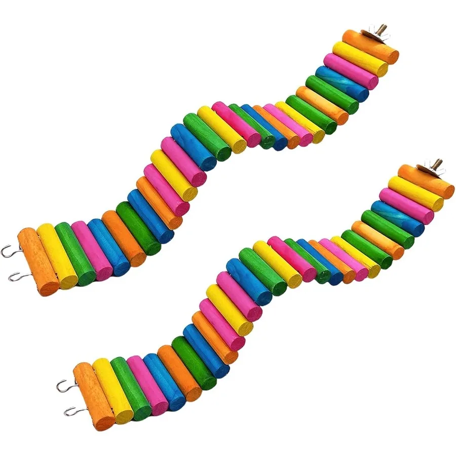 

2 шт., красочный мост для хомяка, гибкая Бенди, лестница для восхождения, петля, деревянная лестница, жевательная игрушка для птиц, попугая, бурундук, сахарный планер