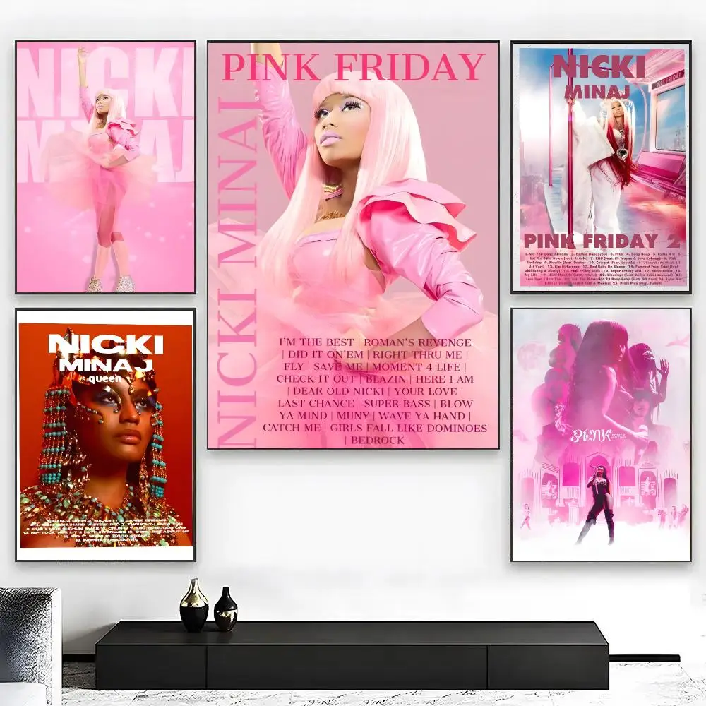 N-Nicki Minaj Album Pink Friday Poster High Quality Bedroom Living Room Aesthetic Wall Decoration Painting Stickers Gift