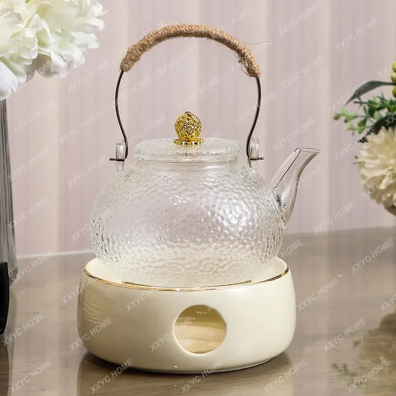 

Scented Teapot Tea Set Glass Candle Heating Boiled Tea French Afternoon Fruit Teapot Set