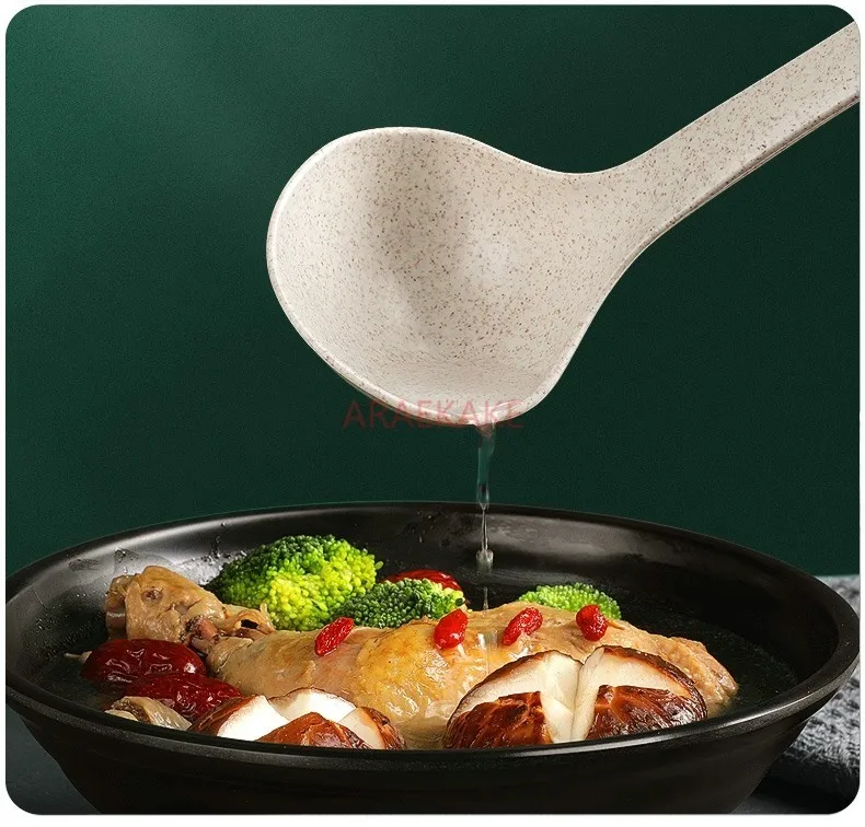 ارتفاع درجة الحرارة مقاومة ألياف القمح مقبض طويل ملعقة كبيرة المنزلية Congee ملعقة صغيرة ملعقة بلاستيكية