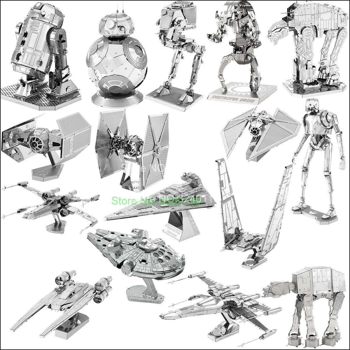 3D Star Metal Wars Puzzle R2D2 X Wing Fighter Millennium ATAT BB8 Model Kits DIY Laser Cut Assemble Jigsaw Gift Adult Kids Toys