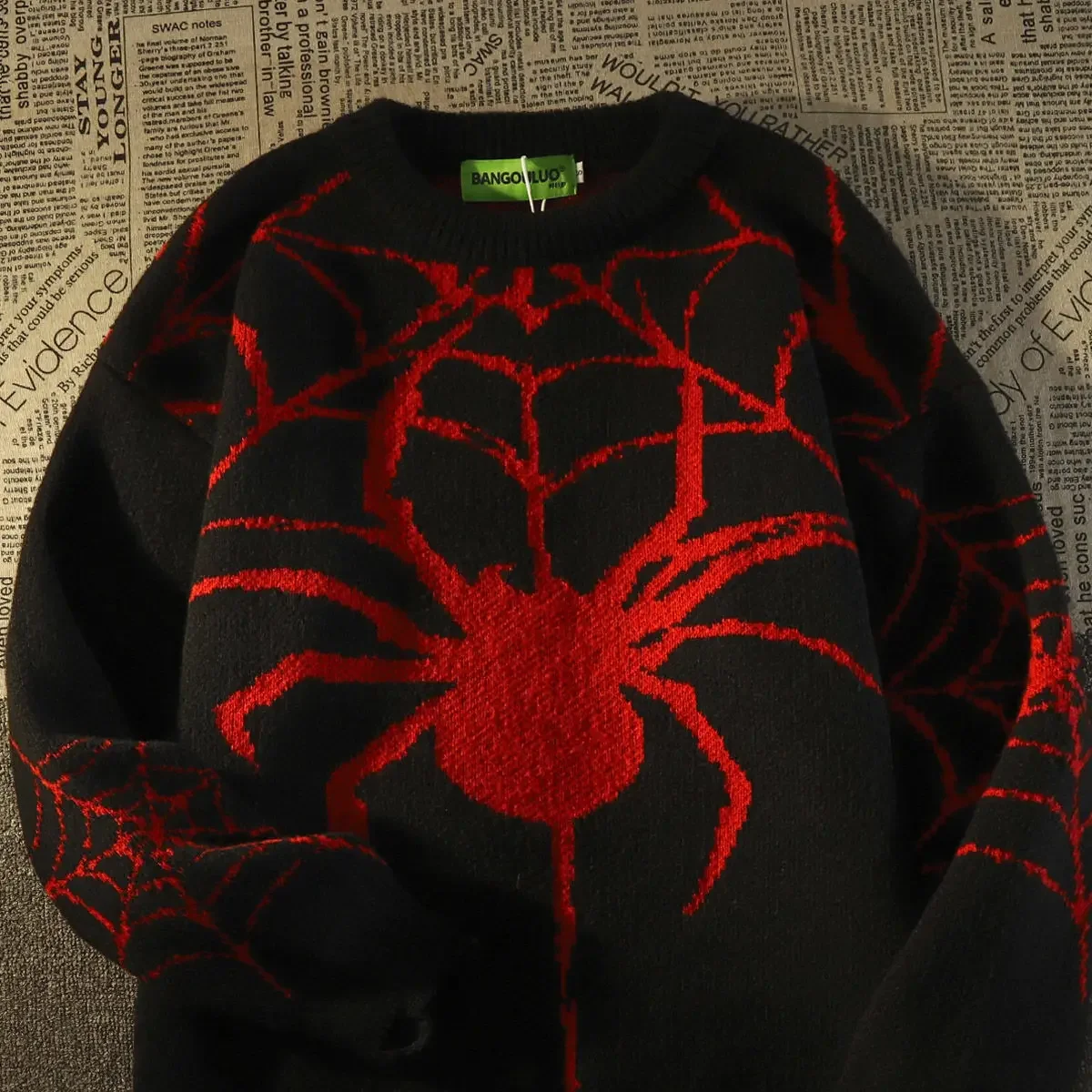 

mens clothing Trendy Brand Spider Ripped Sweater Wear Loose and Lazy Knitted Jacket in Autumn and Winter Mens Clothes