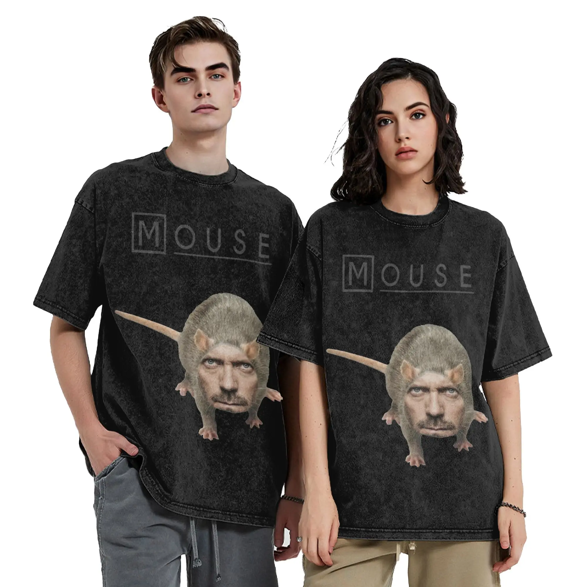 House Mouse MD T Shirts Hip Hop Washed Cotton Harajuku T-Shirt  Fashion for Men Women Tops Streetwear Printed Tee Shirt