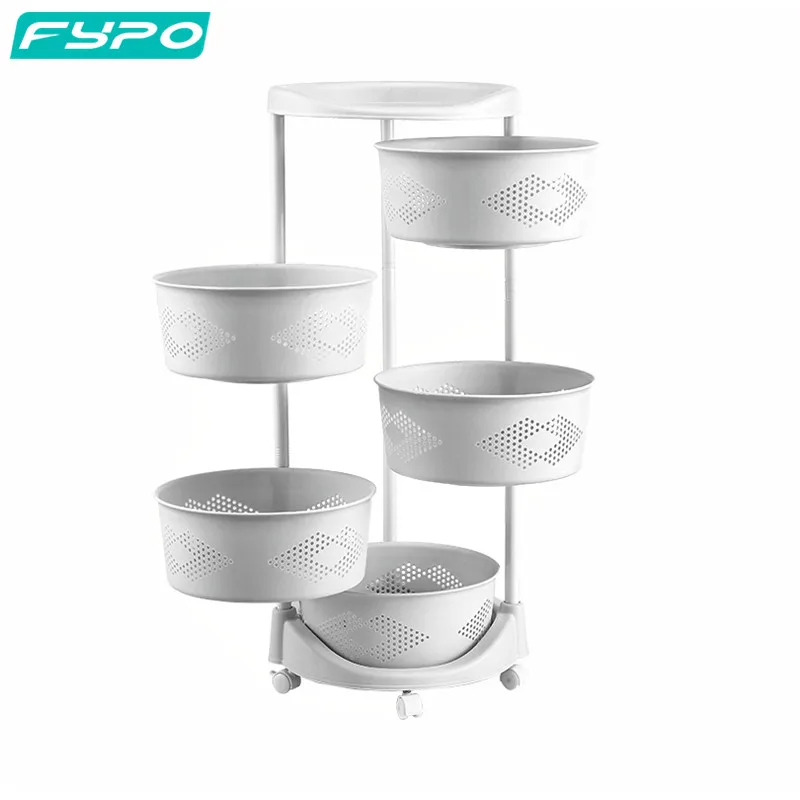 

2/3/4 Iayer Rotatable Storage Rack Multi-Layer Kitchen Organizer Shelf Pantry Storage Containers Fruit and Vegetable Basket