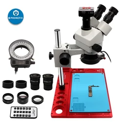 3.5X-90X Simul Focal Trinocular Stereo Microscope Digital HDMI Camera with Aluminum Alloy Base for Phone PCB Soldering Repair