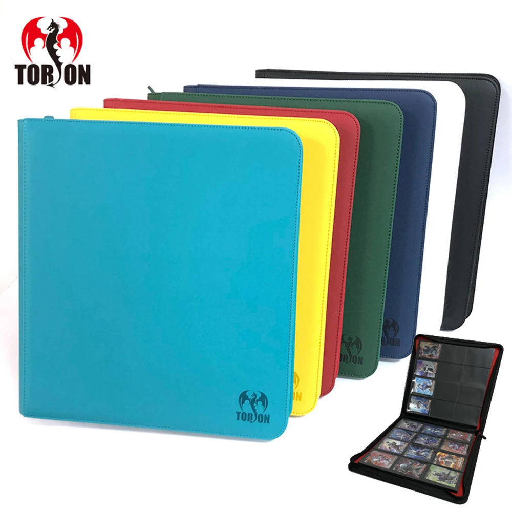 

PU Leather 480 Pockets Cards Binder Zip Binder - 12 Pocket Trading Card Album Folder - 480 Side Loading Pocket Binder for TCG