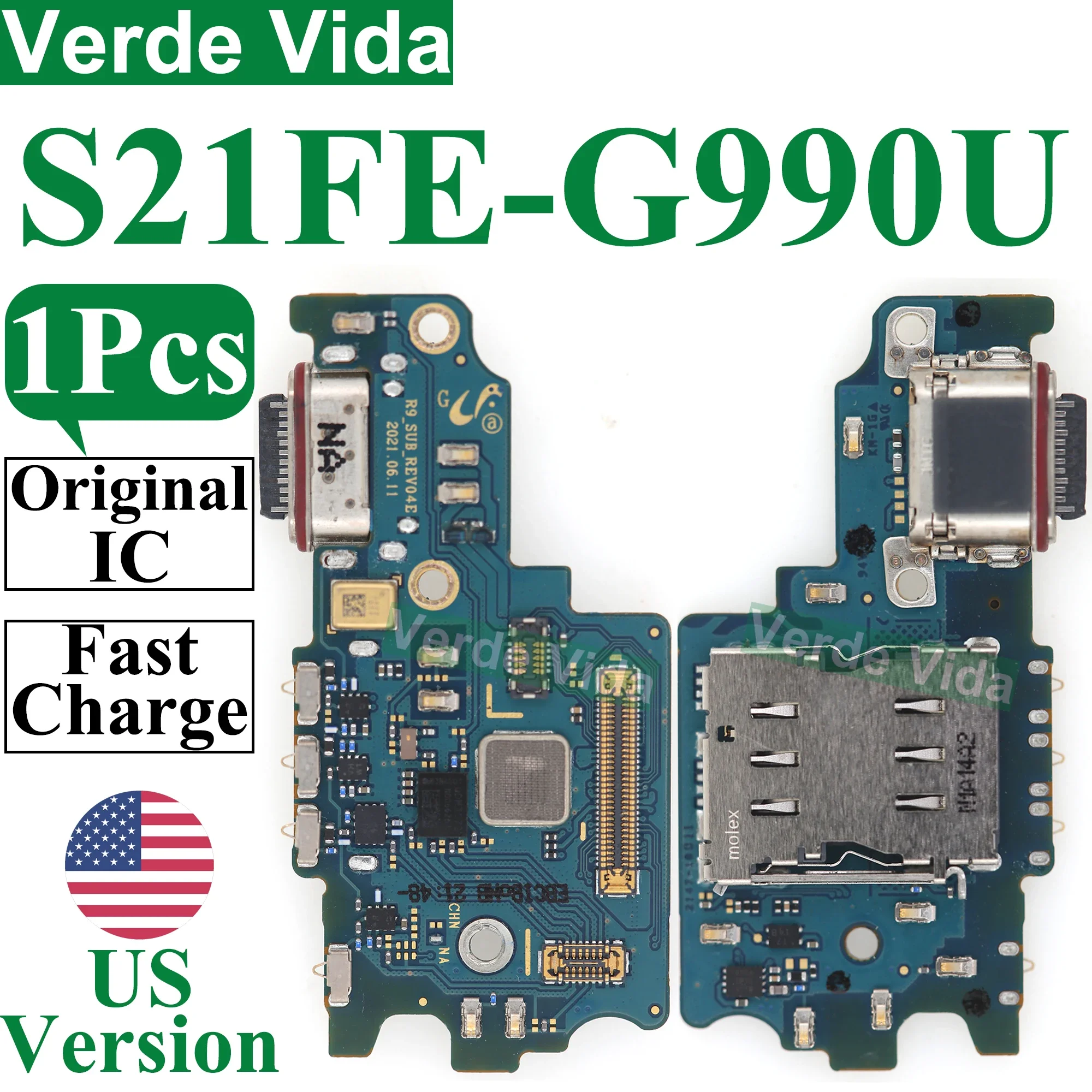 USB Charging Port Board US Version Dock Connector Flex Cable for Samsung S928U S918U S908U S906U S23 S24 Ultra S22 Plus S21 FE