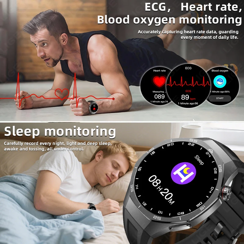 LIGE New ECG Monitor Watch Health Bracelet Bluetooth Call Music Control Men Smart Watches Sport Fitness Smartwatch Remote Camera view 3