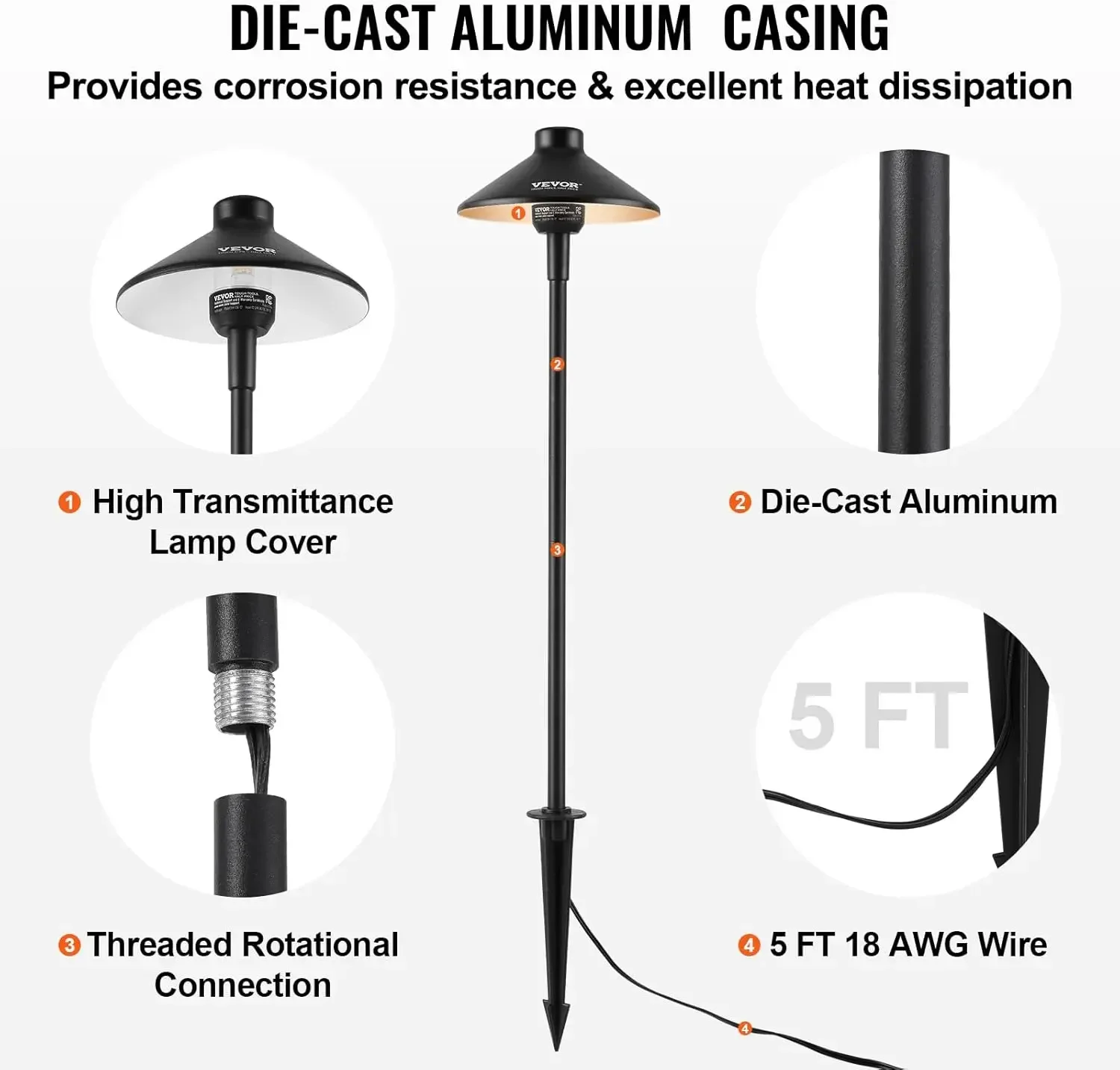 8 عبوات من مصابيح مسار المناظر الطبيعية ذات الجهد المنخفض، 3 وات 210LM 12V-24VAC/DC إضاءة مسار LED خارجية