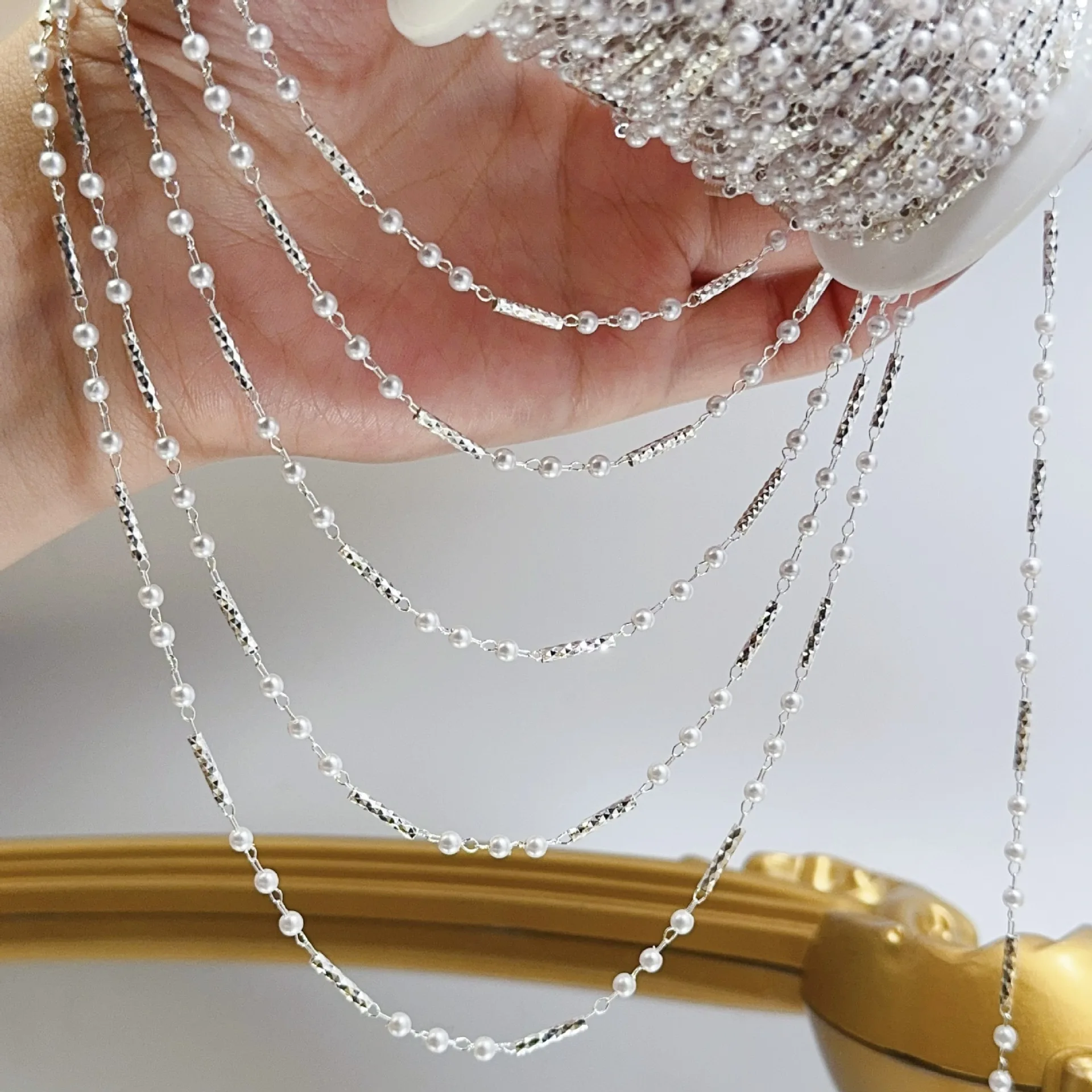 0.5/1M Star Straight Stick Hollow Flower Chain Rhinestone Tassel Metal Chain DIY Necklace Bracelet Jewelry Clothing Accessories image 5