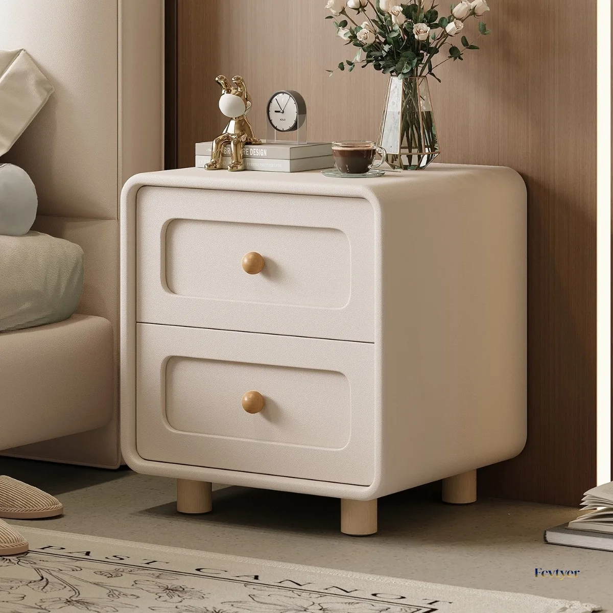 Solid wood bedside table household bedroom small 2026 explosion light luxury simple storage creative chest integrated