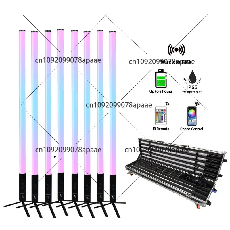 Wireless 360 Outdoor DMX RGB Battery LED Pixel Tube Bar Stage Lights